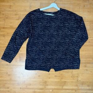 NIC+ZOE Women's  Black &‎ White Textured Long Sleeve Asymmetric Blouse Size XL